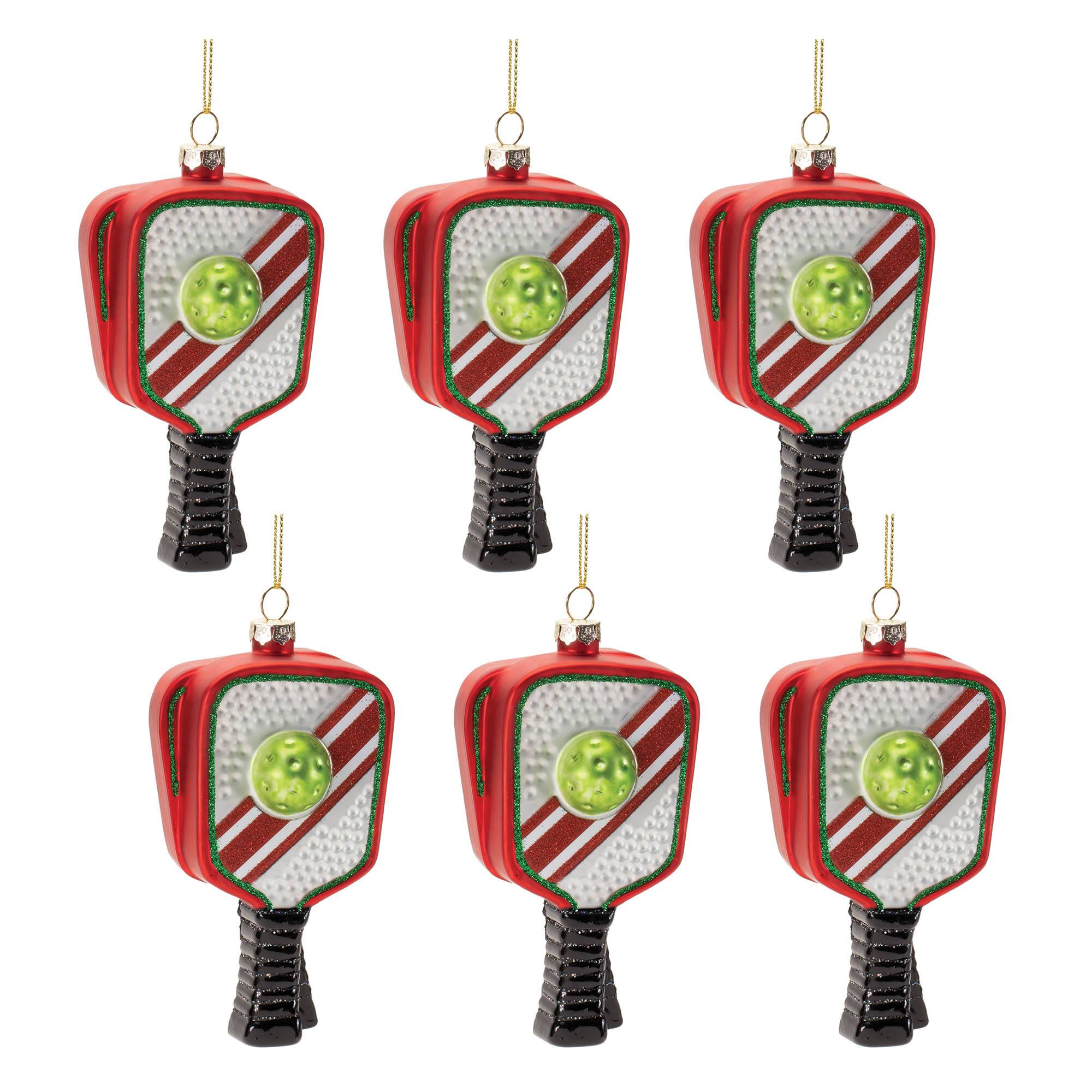 5" Glass Pickleball Racket Ornaments, 12ct.